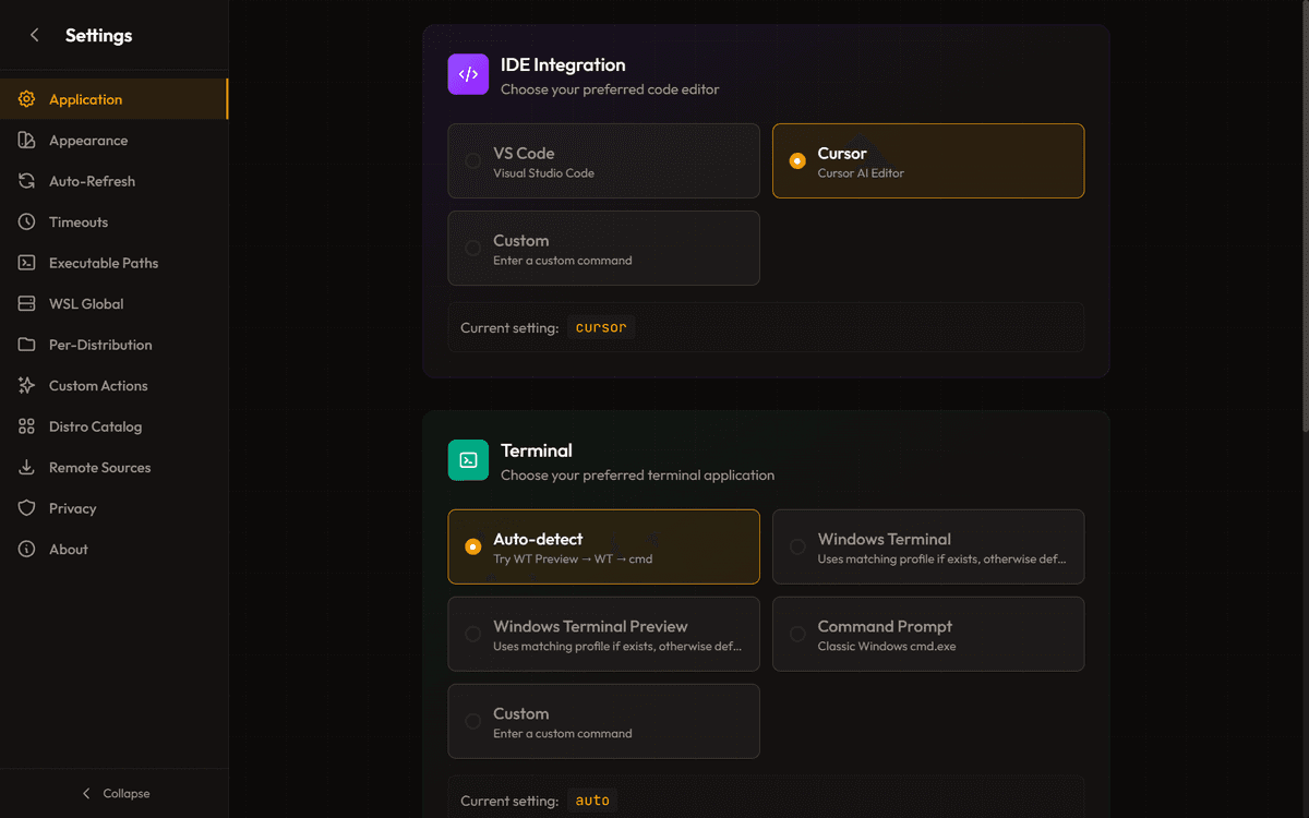 Application Settings