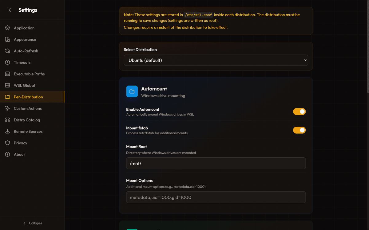 Distribution Settings