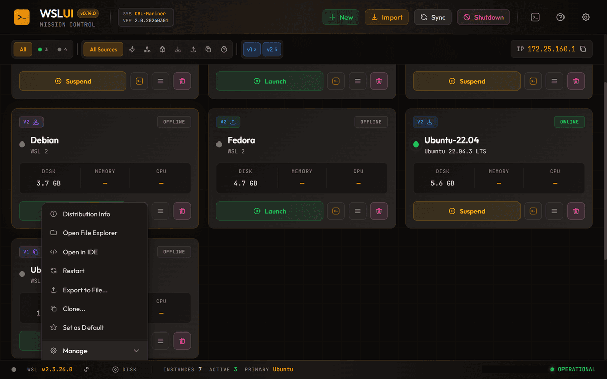 Manage Submenu