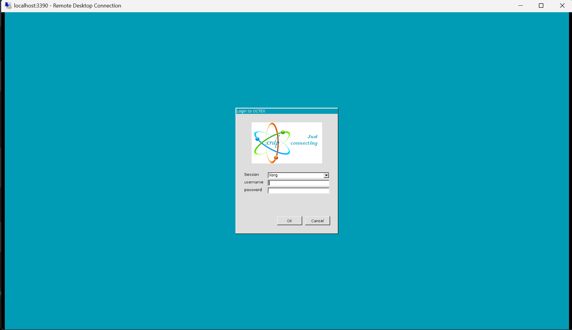 XRDP login screen