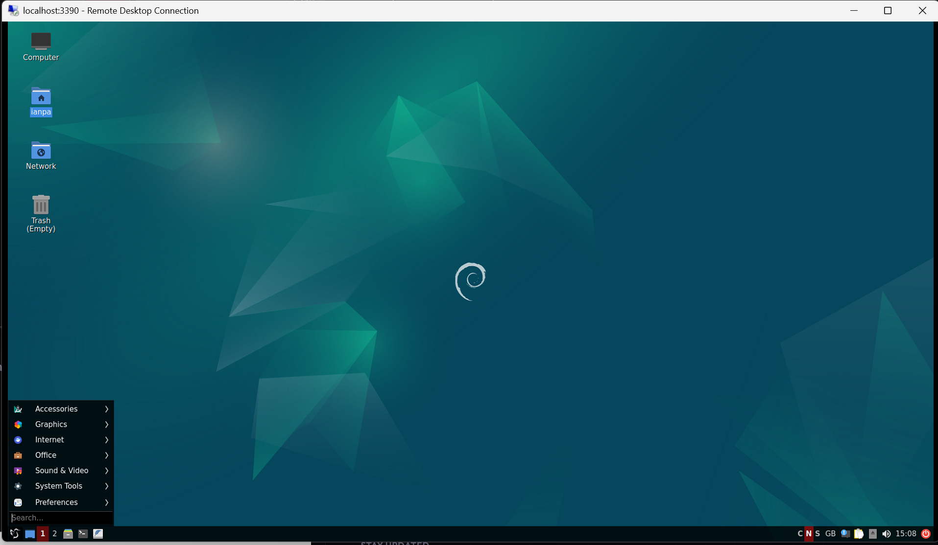 LXQt desktop running in WSL2 via XRDP