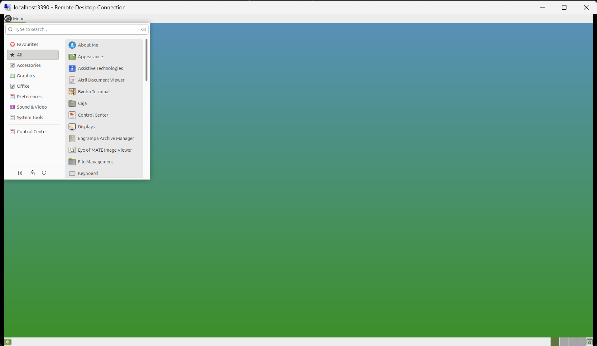 MATE desktop running in WSL2 via XRDP